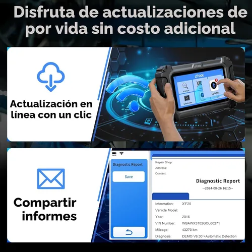 Miniatura 8 de XTOOL Escáner D5S OBD2 con pantalla táctil, lector de código para automóviles y camiones con 16 reinicios, sensor de manivela de reinicio
