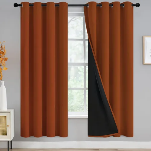 Miniatura 277 de Yakamok Cortinas negras, cortinas de ventana con aislamiento térmico y eficiencia energética para dormitorio, cortinas opacas completas y cortinas