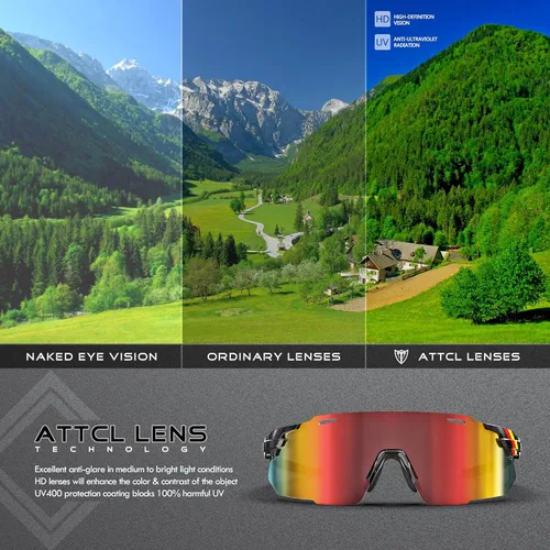 Miniatura 7 de ATTCL Gafas de sol de ciclismo para exteriores, gafas de sol UV400 para mujeres y hombres Negro-azul/espejo