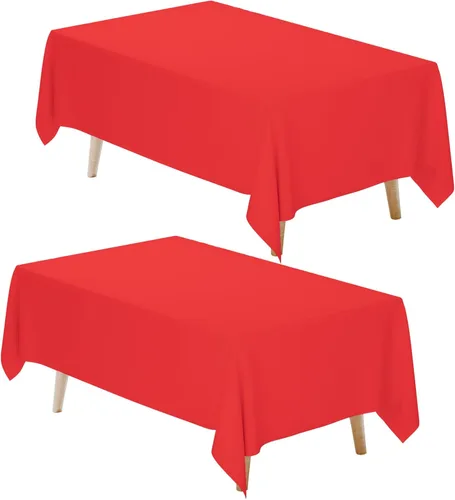 Miniatura 34 de Fixwal Paquete de 2 manteles rectangulares negros de 60 x 102 pulgadas, reutilizables, resistentes, lavables, para mesas de 6 pies, bodas, fiestas
