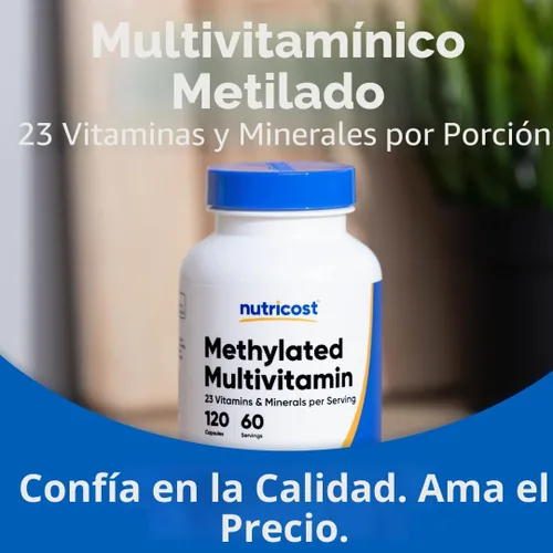 Miniatura 5 de Nutricost Multivitamínico metilado 120 cápsulas, 60 porciones - 23 vitaminas y minerales por porción