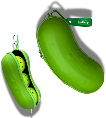 Miniatura 7 de Soporte para pelotas de pickleball - Se engancha a la cerca o bolsa, tiene capacidad para 3 bolas, bolsillo con cremallera para accesorios