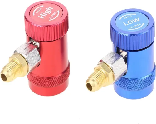 Miniatura 8 de Aupoko R1234yf Acoplador rápido, ajustable R1234yf Adaptador de acopladores rápidos de lado alto y bajo con destello SAE de 1/4", herramientas