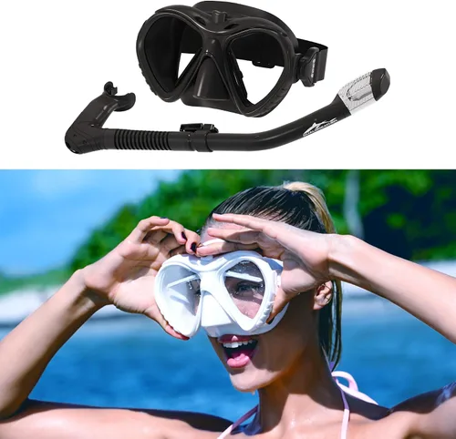 DUALBEATHER FOG MASTER Máscara de buceo con cada limpiaparabrisas para antivaho y parte superior seca, juego de esnórquel, natación, buceo, gafas de