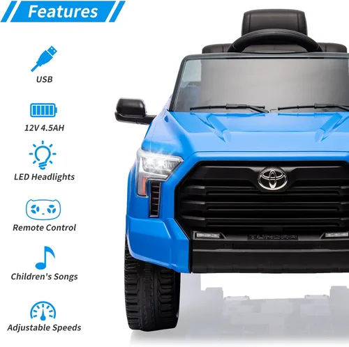 Miniatura 3 de Auto de paseo de 12 V para niños, camión Toyota con licencia, automóvil eléctrico a batería con música, luces LED, sistema de suspensión, puertas
