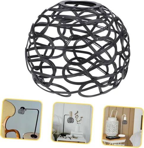 Miniatura 7 de SEWACC Cubierta de luz de jaula de metal Pantalla de lámpara de repuesto decorativa gris pantalla de lámpara