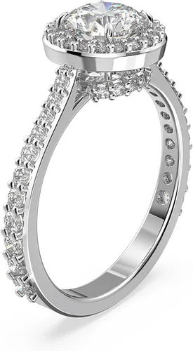 Miniatura 2 de Swarovski Constella Cocktail Ring Jewelry Collection Princess and Round Pavé Cut Clear Crystals