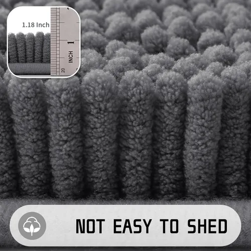 Miniatura 6 de Yimobra Alfombras de baño largas de 47 x 24 pulgadas, extra suave, antideslizante, para bañera, súper absorbente, de secado rápido, alfombra lanuda