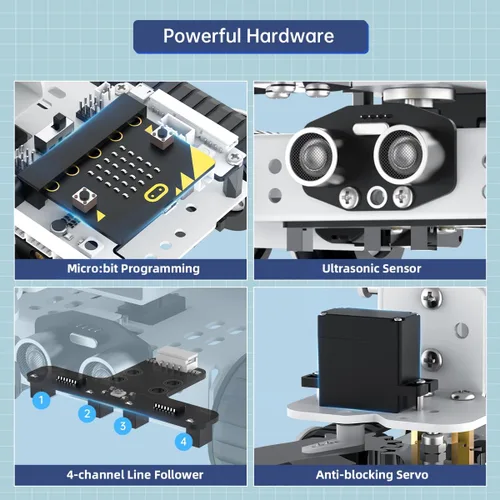 Miniatura 3 de Qtruck - Robot inteligente 4 en 1 para programación Micro:bit V2, proyecto STEM, kit de robot educativo, auto tanque rastreado para principiantes