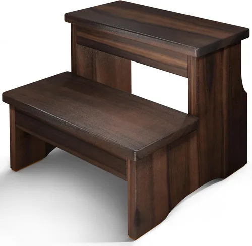 Miniatura 10 de FANATU Taburete de madera de dos escalones, escalera resistente de 2 escalones para adultos y niños, soporta hasta 450 libras para uso en cocina