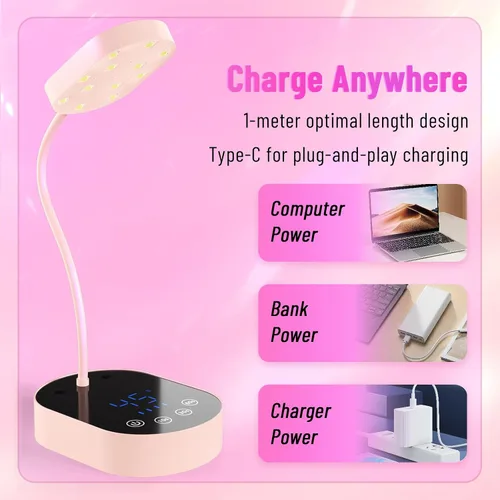 Miniatura 8 de Lámpara de curación flash, 36 W, mini gel inalámbrico x lámpara de uñas de curación, sensor automático, cuello de cisne, portátil, USB, secado
