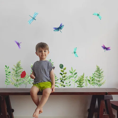 Miniatura 3 de SUPERDANT Calcomanías de pared de ramas de ciruelo, pájaros, calcomanías de pared de flores rosas, calcomanías de decoración de pared, calcomanías