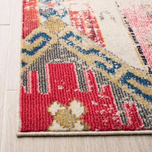 Miniatura 4 de SAFAVIEH Madison Collection - Alfombra de pasillo de 2 pies 2 pulgadas x 8 pies, color gris y naranja, diseño tribal bohemio, chic envejecido,