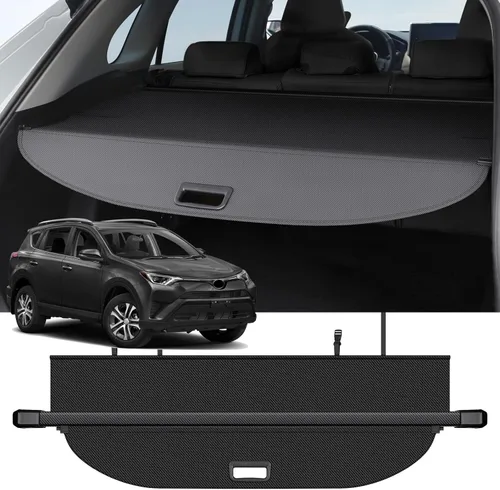 Miniatura 10 de Cubierta de carga compatible con Toyota RAV4 2018 2017 2016 2015 2014 2013, accesorios de lona de textura retráctil, cubierta de maletero, protector