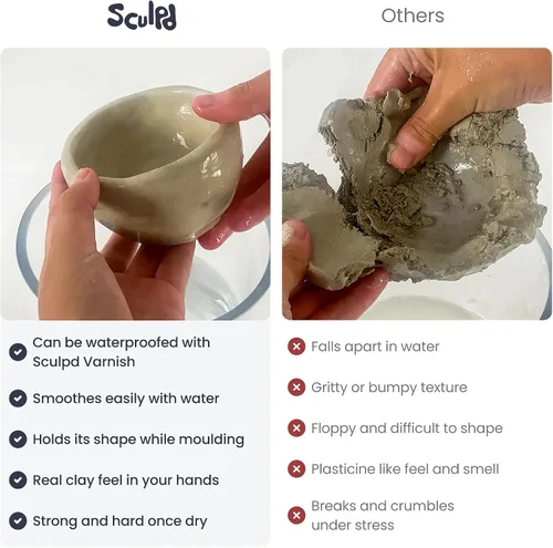 Miniatura 6 de Sculpd Arcilla seca al aire – Arcilla para esculpir y modelar de alta calidad para artes y manualidades – Arcilla suave autoendurecible