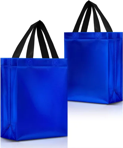Nush Nush Bolsas de regalo azules de tamaño mediano – Juego de 12 bolsas de regalo reutilizables azules brillantes con asas – Ideal para recuerdos
