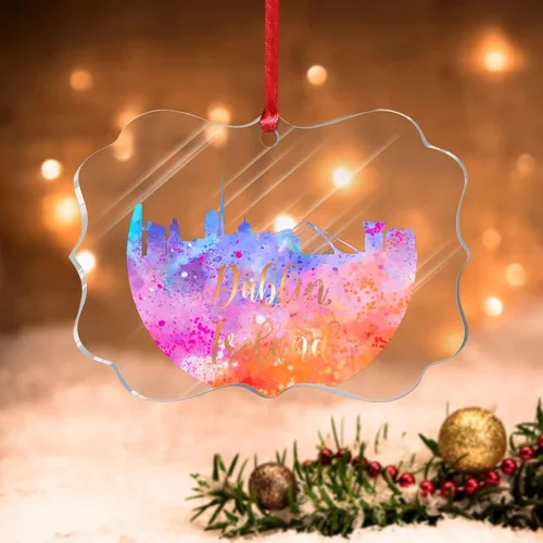 Miniatura 9 de Alemania Frankfurt Skyline Adorno de Navidad 2022 Alemania Frankfurt, arte de acuarela, adornos de Navidad para niños, colorido paisaje de ciudad