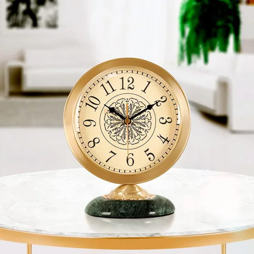 Miniatura 2 de Retro Vintage Metal Table Clock, Small Non-Ticking Clock with Silent Quartz Movement - Battery Operated Desk Clock with HD Glass Face