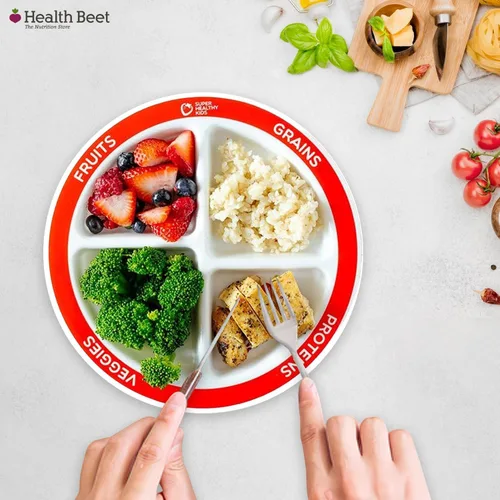 Miniatura 6 de Plato con porciones divididas para niños MyPlate, con 4 secciones divertidas & balanceadas para quisquillosos, English