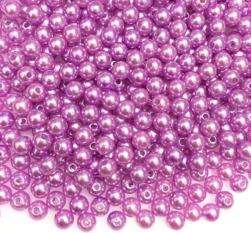 Miniatura 36 de 400 piezas de cuentas de perlas de 8 mm Cuentas de perlas negras redondas con agujeros para manualidades de costura, decoración, pulseras, collares