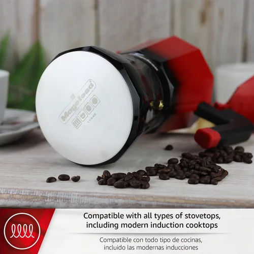 Miniatura 3 de Magefesa Tradicional - Cafetera de café expreso para estufa de 6 tazas, olla italiana, compatible con inducción, acero inoxidable y aluminio, mango