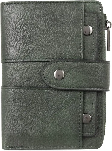 CLUCI Cartera pequeña para mujer, de cuero, plegable, multitarjeta, organizador de diseñador, moneda con cremallera y ventana de identificación