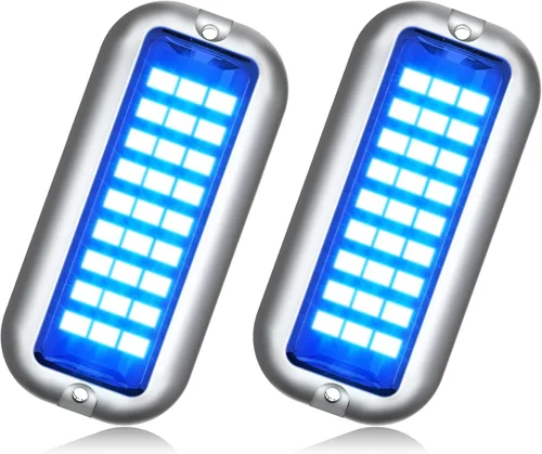 BASIKER BS1 - Luz LED marina para barco (2 x 1200 lm, 27 LED), 10-36 V, acero inoxidable 316, IP68, aire o bajo el agua, montaje en superficie