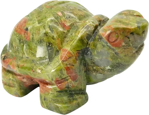 Miniatura 5 de Fekuar Estatua de tortuga de piedra de jaspe de dálmata, escultura coleccionable de animales de tortuga tallada a mano, cristal curativo Fengshui