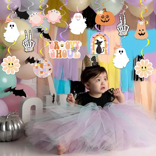 Miniatura 6 de 20 decoraciones geniales de Halloween, hippie de Halloween, remolinos colgantes de remolinos espeluznantes y espeluznantes serpentinas