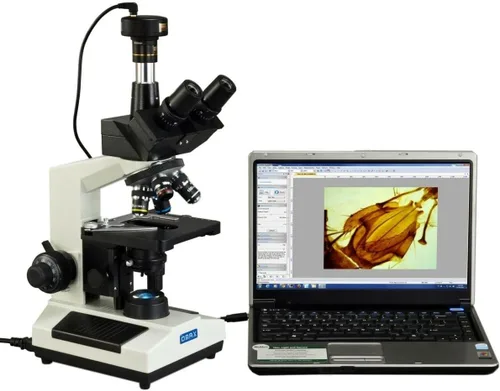 OMAX - Microscopio LED trinocular de laboratorio digital de tamaño grande de aumento de 40 veces a 2500 veces, con cámara digital USB de 10MP y