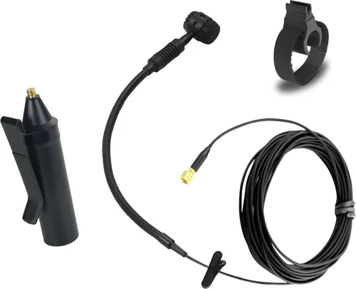 HEIMU Micrófono condensador de instrumento con clip + clip universal (para flauta)
