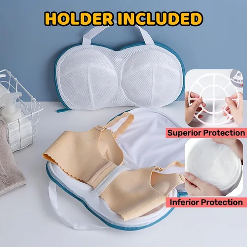 Miniatura 2 de 3 piezas de bolsas para lavar sujetadores de lencería y ropa interior, juego de bolsas para lavadora con cremallera para mujeres, delicados azules