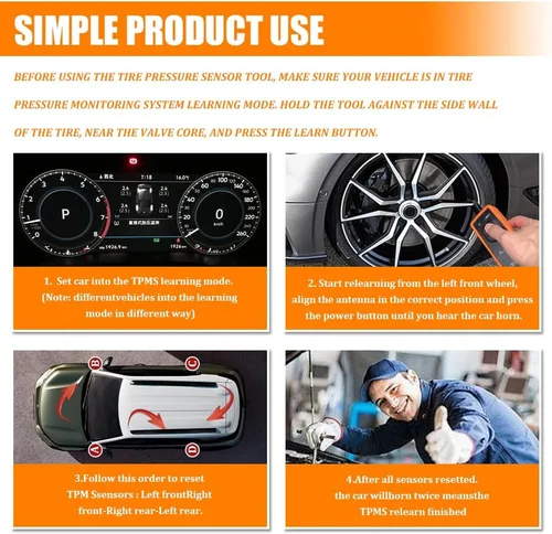 Miniatura 6 de TPMS Herramienta de reaprendizaje para sensor de neumáticos GM, herramienta de programación TPMS, EL-50448 OEC T5 Sistema de activación y reinicio