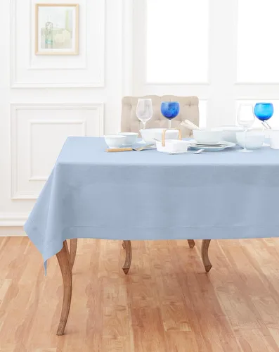 Miniatura 45 de Solino Home Mantel de lino azul polvoriento, 60 x 120 pulgadas, mantel de lino 100% puro con vainica para mesas rectangulares, dobladillo clásico