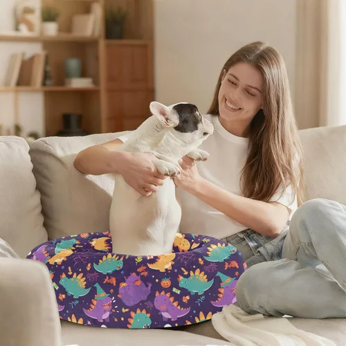 Miniatura 8 de Pet Dog Bed Calming Anti Anxiety Fluffy Cat Cave Bed for Extra Small Size Pets Sleeping S Cute Dinosaur Cartoon Halloween Witch Spiders Web