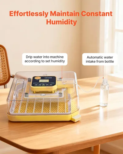 Miniatura 3 de VEVOR Incubadora de 48 huevos, incubadora automática con volteador de huevos y vela LED, pantalla de temperatura y control automático de humedad