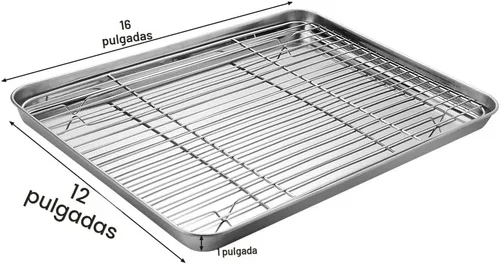 Miniatura 2 de Bandeja de Acero Inoxidable para Hornear con Rejilla de Enfriamiento y Tapete de Silicona para Hornear, Bandeja para Galletas con Rejilla