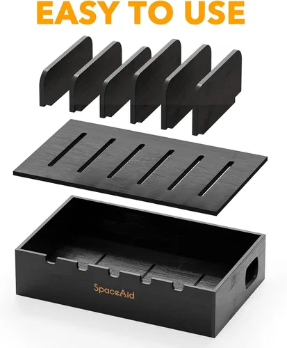 Miniatura 5 de Estación de carga SpaceAid de bambú para múltiples dispositivos, estaciones de acoplamiento para teléfono celular para múltiples laptops, tabletas