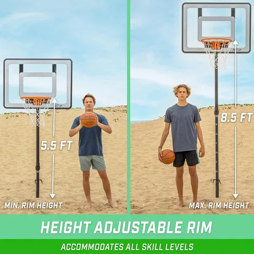 Miniatura 3 de GoSports Post Up - Aro de baloncesto portátil de playa para niños y adultos, juega en césped o arena, incluye 2 pelotas de baloncesto, bomba y bolsa