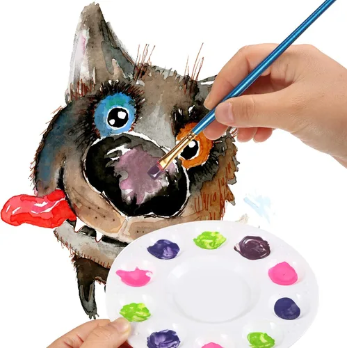 Miniatura 5 de Paletas de pintura a granel de plástico a granel, bandeja redonda de pintura de acuarela para niños, adultos, estudiantes, escuela, manualidades