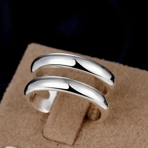 Miniatura 97 de Anillo de plata de ley 925, minimalista, ajustable, hecho a mano, para mujeres y niñas