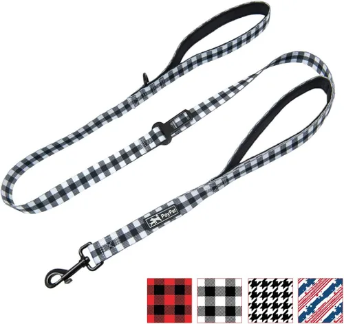 Miniatura 4 de PoyPet Correa para perro de 5 pies, 2 asas acolchadas, cinturón de seguridad funcional para automóvil (beige a cuadros)