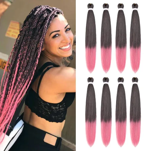 Miniatura 40 de 8 paquetes de extensiones preestiradas - 16 pulgadas de cabello trenzado premium, 55G/paquete, sin picazón, fijación en agua caliente, textura Perm