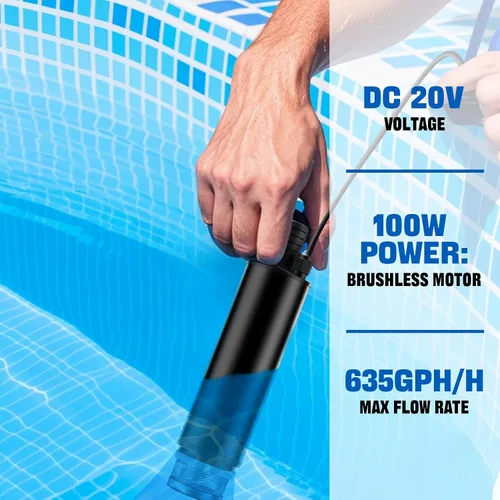 Miniatura 2 de Bomba de transferencia de agua compatible con batería Bauer de 20 V, 30 L/min, elevación de 15 pies, bomba de agua con potencia máxima de 7 A, bomba
