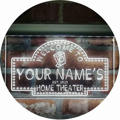 Miniatura 25 de ADVPRO Letrero de neón LED de doble color con tema de cine en casa, diseño personalizado de este año, azul y rojo, 16 x 12 pulgadas