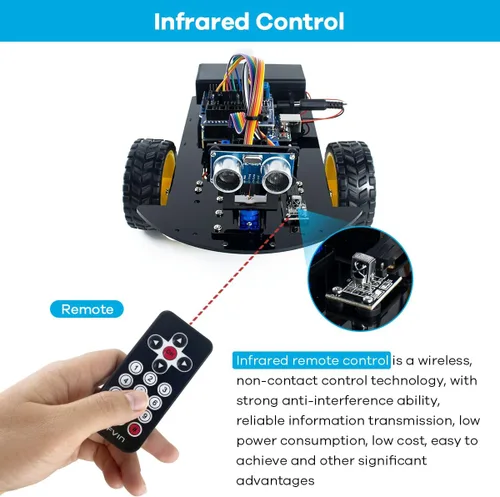 Miniatura 2 de Kit de chasis de coche robot inteligente LAFVIN 2WD con módulo ultrasónico, placa R3, compatible con control remoto y Arduino IDE, kit de bricolaje