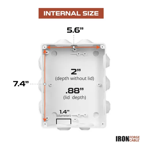 Miniatura 7 de Iron Forge Cable Caja eléctrica para exteriores, 8 "x 6.2"x 3.2" pulgadas caja de conexiones blanca con accesorios, caja impermeable perforable