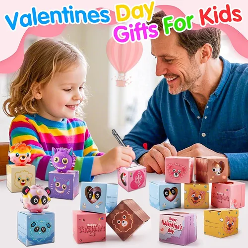 Miniatura 8 de Regalos para el día de San Valentín para niños, paquete de 24 cajas de San Valentín precargadas con bolas de animales 3D, recuerdos de fiesta de San