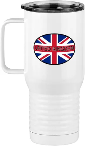 Miniatura 8 de Just So Posh Vaso de bandera de país, diferentes banderas ovaladas europeas en cada lado, taza de café de viaje con asa y tapa deslizante