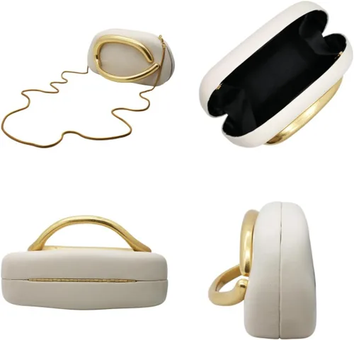 Miniatura 6 de Bolso de hombro de cuero PU con asa metálica para mujer, cartera compacta de piedra, bolso de mano informal para viajes, bolso tipo clutch